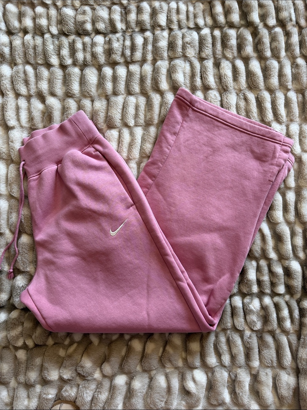 Nike Pink Wide-Leg Track Pants with Swoosh